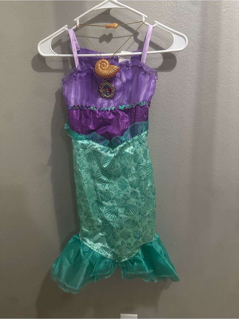 Disney Little Mermaid Costume with Shell Necklace